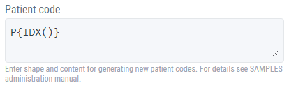 Format for patient codes