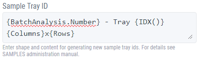 Format for sample tray identifiers